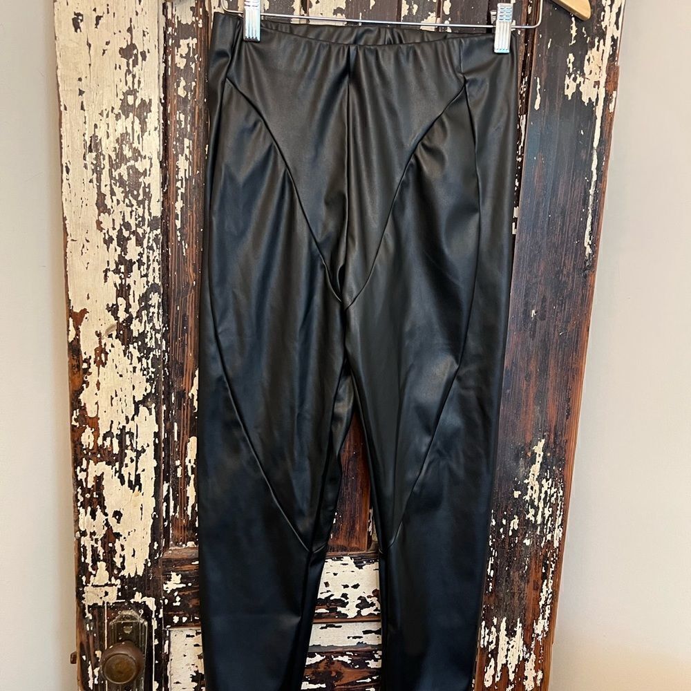 AsYou Black faux leather leggings. Size US 6